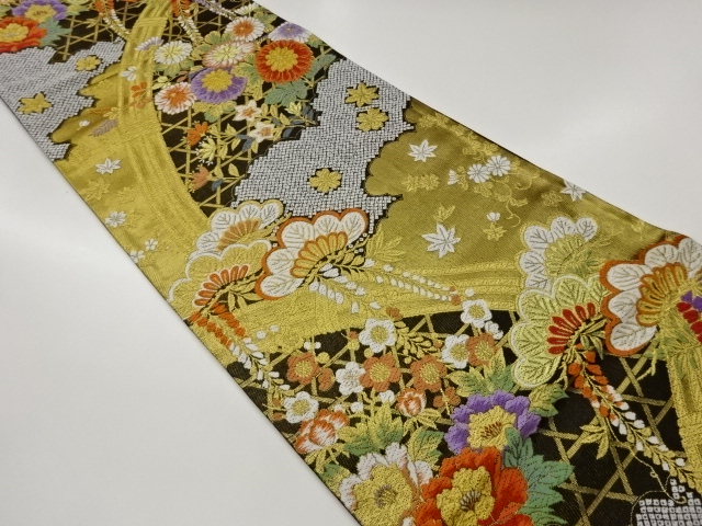 JAPANESE FUKURO OBI / WOVEN FLOWERS